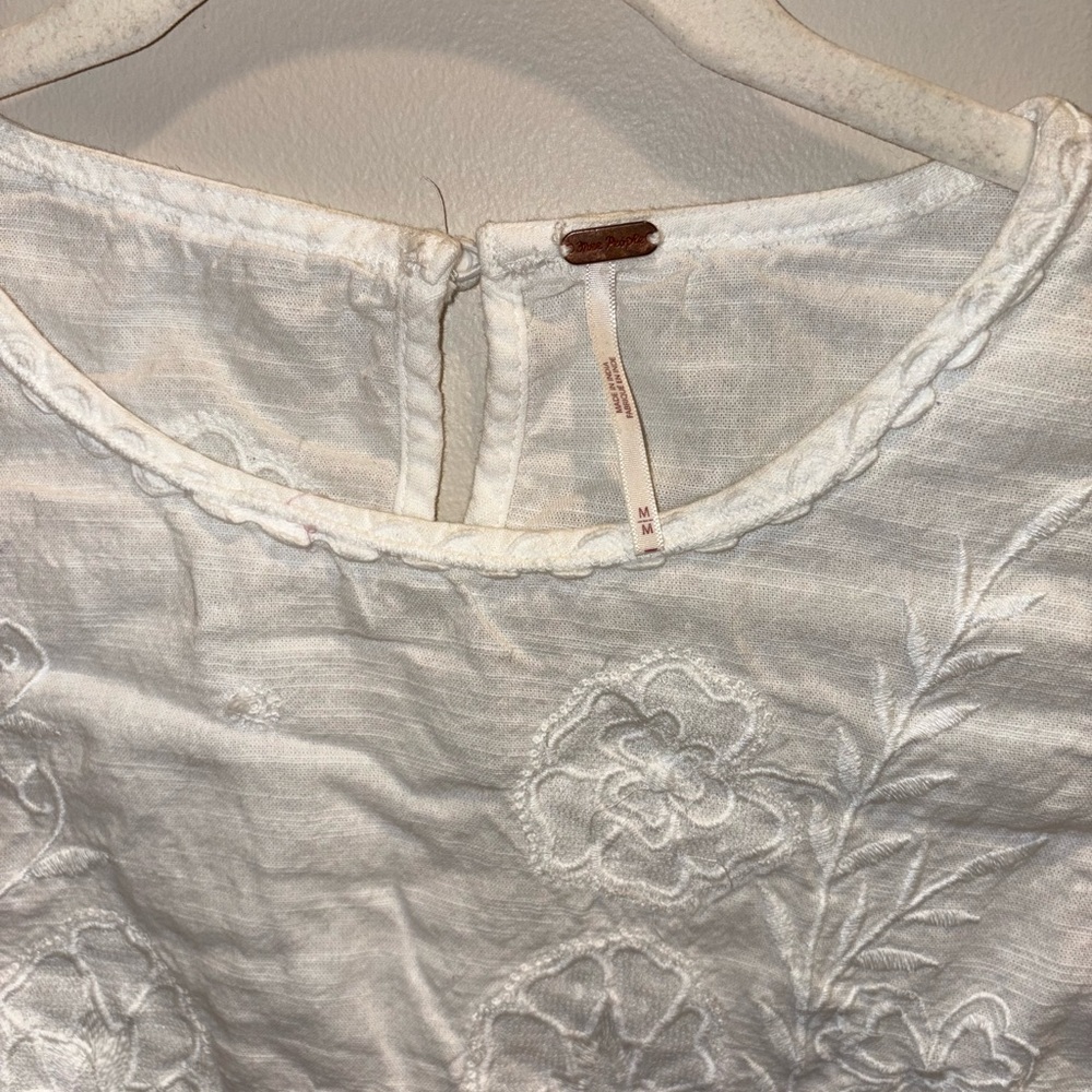 Free People White Embroidered Crop Top - Picture 2 of 2